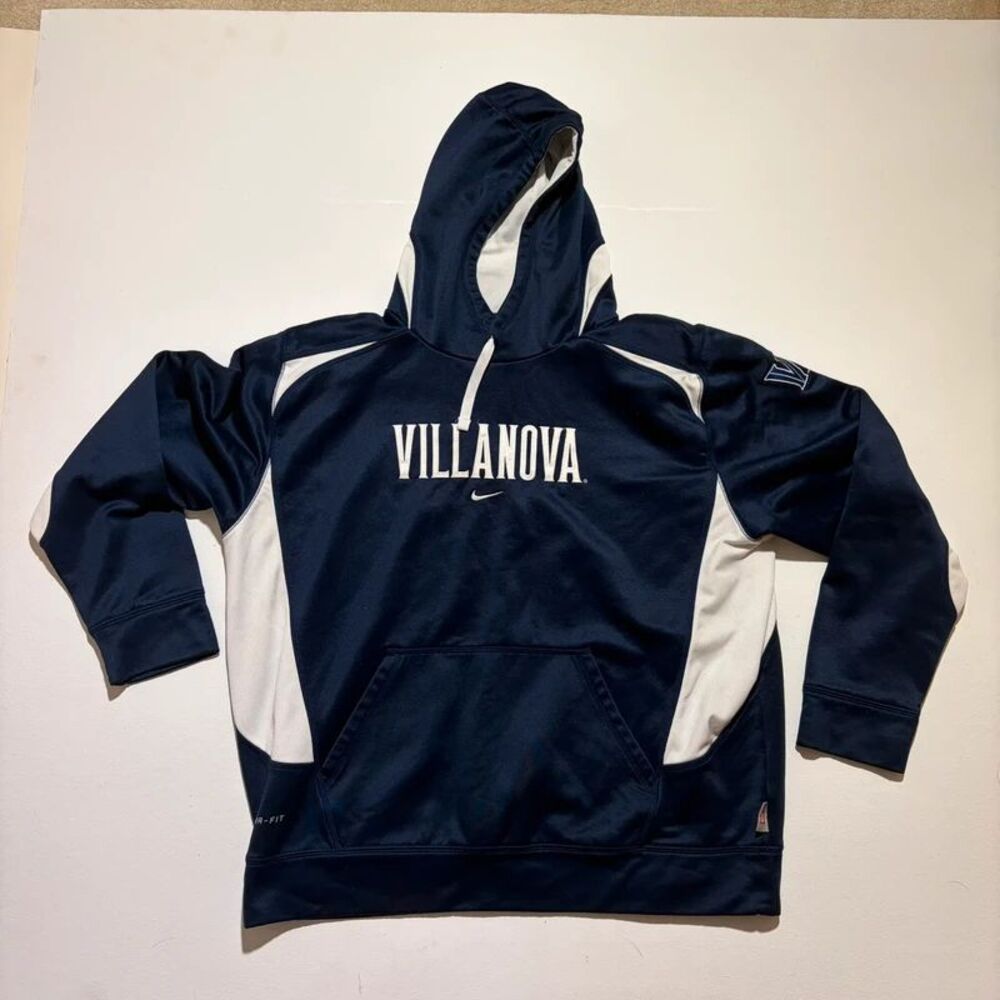 Retro Navy and White Nike Center Swoosh Villanova Hoodie